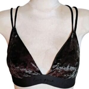 Victoria’s Secret PINK Black Velvet Strappy Triangle Bralette Y2K Size M